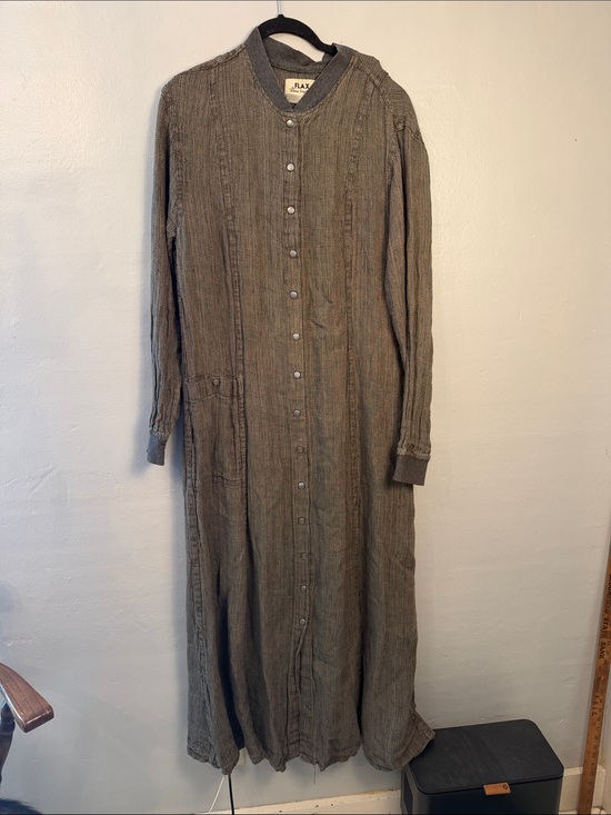 Flax Dresses & Skirts - Jeanne Engelhart FLAX Dress Large Long  Linen Duster Maxi size Large